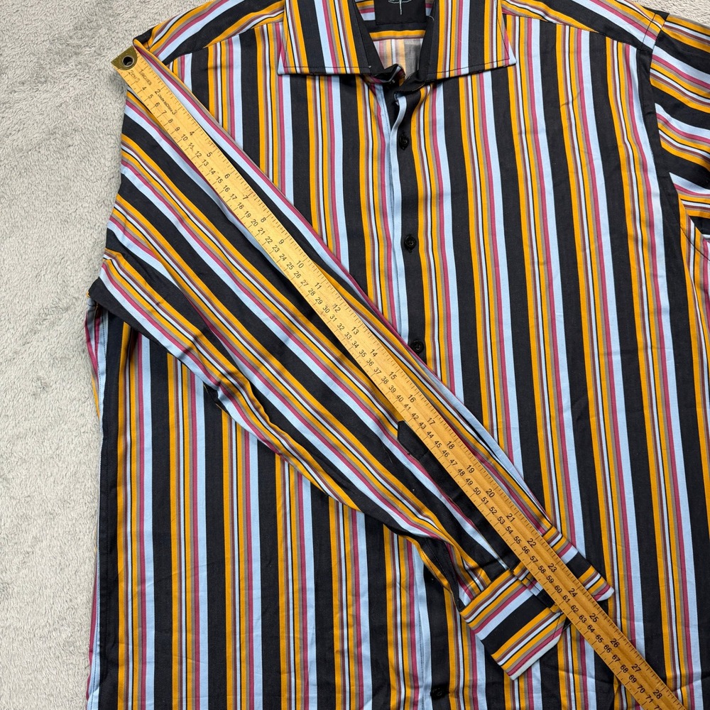 Johnny Fly Mens Multi Color Vertical Stripe Cotton Long Sleeve Shirt Medium - Picture 8 of 10